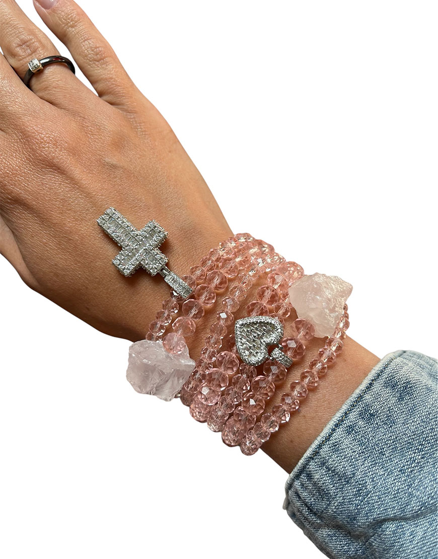 Браслет рожевий з підвісками SJ_016, фото 1 Браслет рожевий з підвісками SJ_016, фото 1 - в интернет магазине KAPSULA