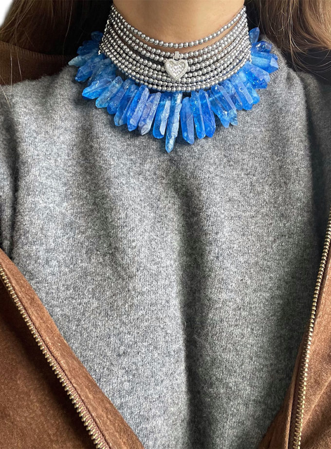 Чокер з гематиту й синього кварцу SJ_003, фото 1 Чокер з гематиту й синього кварцу SJ_003, фото 1 - в интернет магазине KAPSULA