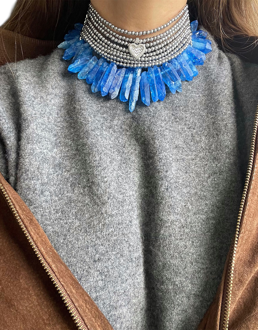 Чокер з гематиту й синього кварцу SJ_003, фото 1 Чокер з гематиту й синього кварцу SJ_003, фото 1 - в интернет магазине KAPSULA