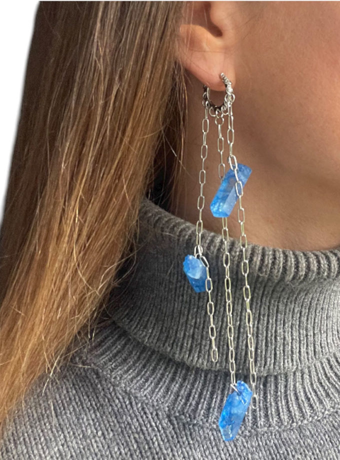 Сережки з синім кварцем SJ_002, фото 1 - в интернет магазине KAPSULA