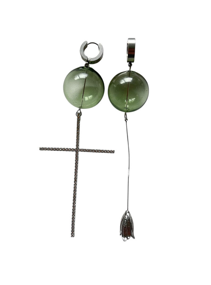 Сережки скляні кулі з підвісками SJ_006, фото 1 - в интернет магазине KAPSULA