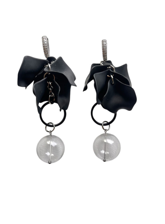 Сережки пелюстки зі скляними кулями SJ_017, фото 1 - в интернет магазине KAPSULA