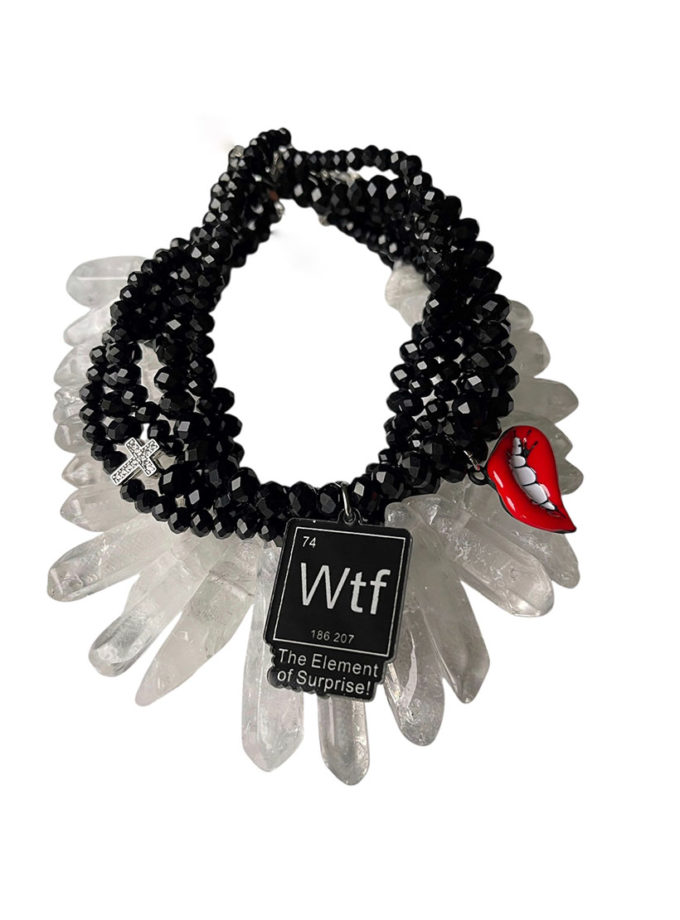 Чокер чорний с кварцем і підвісками SJ_013, фото 1 Чокер чорний с кварцем і підвісками SJ_013, фото 1 - в интернет магазине KAPSULA