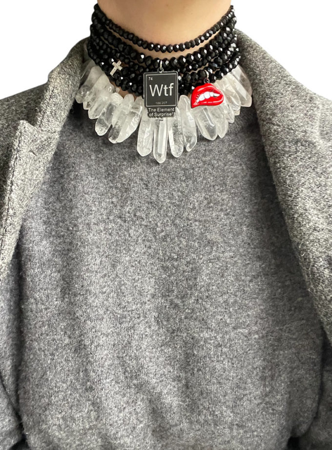 Чокер чорний с кварцем і підвісками SJ_013, фото 1 Чокер чорний с кварцем і підвісками SJ_013, фото 1 - в интернет магазине KAPSULA