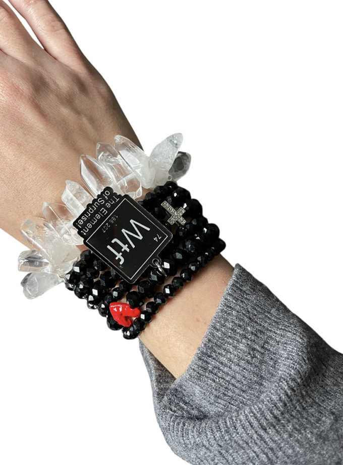 Браслет чорний с кварцем і підвісками SJ_014, фото 1 - в интернет магазине KAPSULA