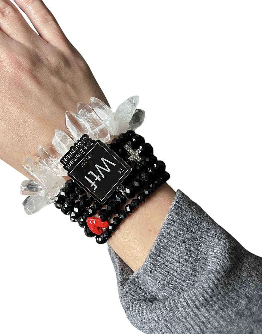 Браслет чорний с кварцем і підвісками SJ_014, фото 1 Браслет чорний с кварцем і підвісками SJ_014, фото 1 - в интернет магазине KAPSULA