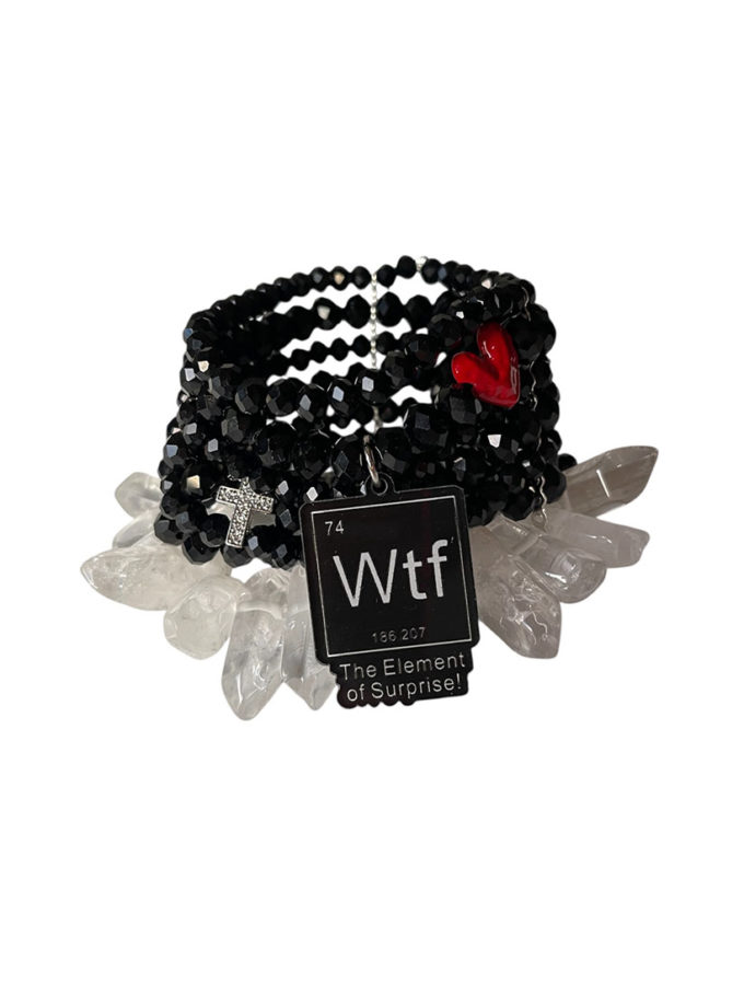 Браслет чорний с кварцем і підвісками SJ_014, фото 1 - в интернет магазине KAPSULA