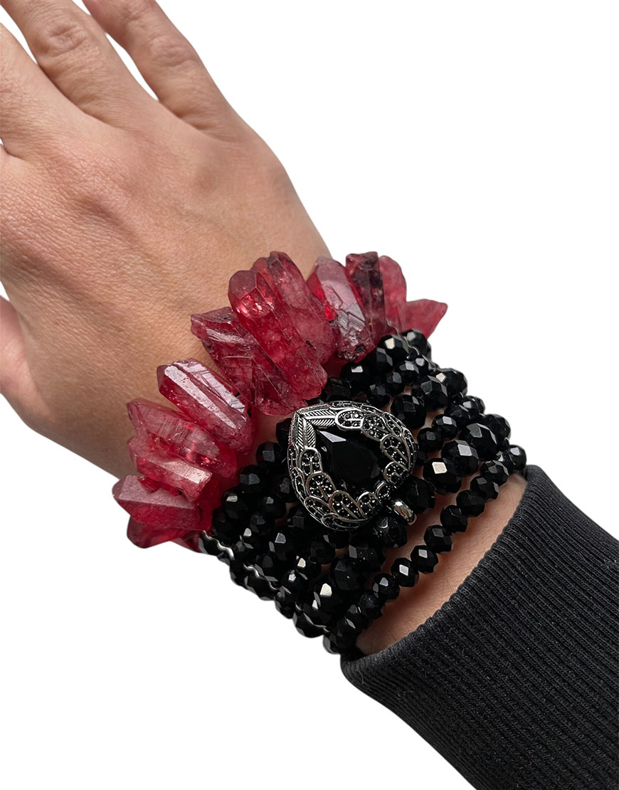 Браслет чорний з серцем і кварцем SJ_019, фото 1 Браслет чорний з серцем і кварцем SJ_019, фото 1 - в интернет магазине KAPSULA